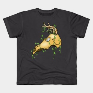 Deer Skull with Green Vines Kids T-Shirt